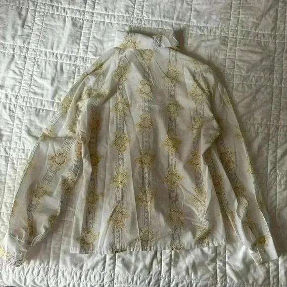 Floral western long sleeve shirt button up romantic coquette women's - Picture 7 of 8